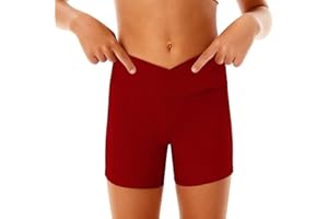 Boys Girls Athletic Shorts Teen Cross Waist Short Leggings Biker Running Tights Volleyball Dance Cheer Yoga Gymnastics Pants