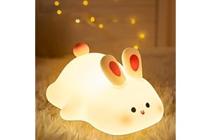 Attivolife Cute Bunny Nursery Light, Easter Rabbit Squishy Silicone Touch Night Lamp Rechargeable, Kawaii Animal Toddler Room Decor Table Lamp, Child Girl Women Birthday Gift