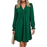 Dokotoo Womens Casual Dress A-Line Ruffle Sleeve V Neck Midi Dress 2025 Fashion Pleated Flowy Sundress Loose Shirt Dresses