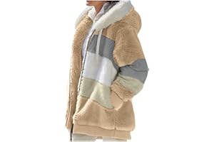 Lxitoler Fuzzy Fleece Jacket Womens Winter Hooded Cardigan Plus Size Sherpa Winter Coats Warm Outerwear with Pockets