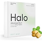 Halo Advanced Remineralizing Gum with Hydroxyapatite - Natural, Sugar Free, nHAp &amp; Xylitol Gum for Healthy Teeth, Enamel Repair &amp; Oral Microbiome, Natural Chicle Base, No Aspartame, 4 Pack, Soft Mint
