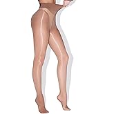 YSGUYILT Womens Sexy Tights Shiny Sheer Control Top Footed Tights Silk Stockings 8D Shimmery High Waist Pantyhose