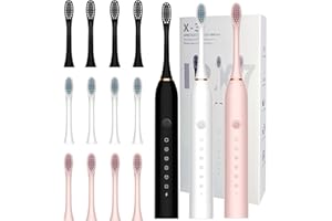 MSETGRD 3 Pack Electric Toothbrush with 6 Modes, Rechargeable Toothbrush with 12 Brush Head, Fast Charge 2 Min and 30s Timer Toothbrush