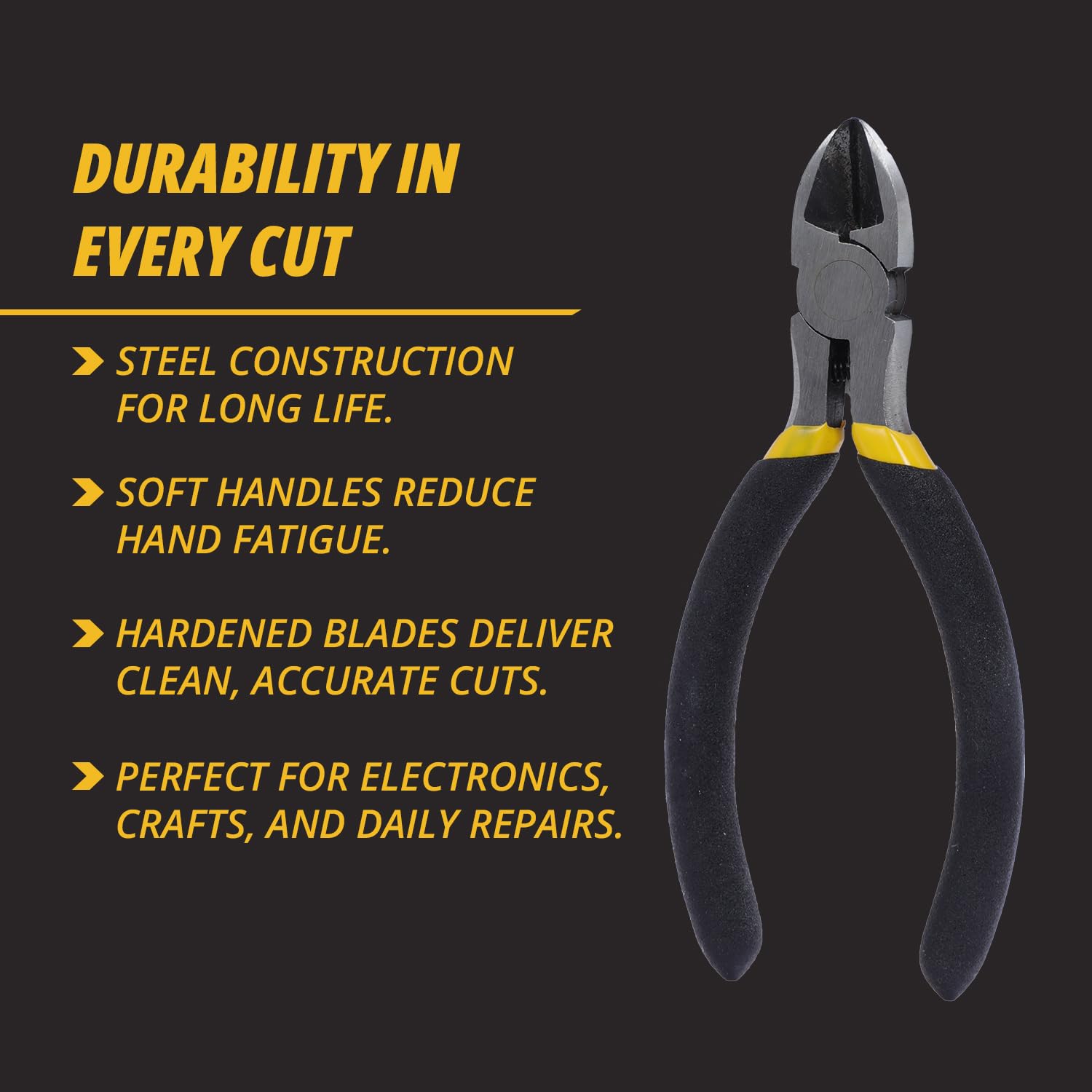 SENSH Mini Side Cutting Plier 5 Inch (125mm) High Carbon Steel Forged, Heat Treated Heavy Duty Cutter with Strong Shear Force and Double Dipped Grip Handle 3