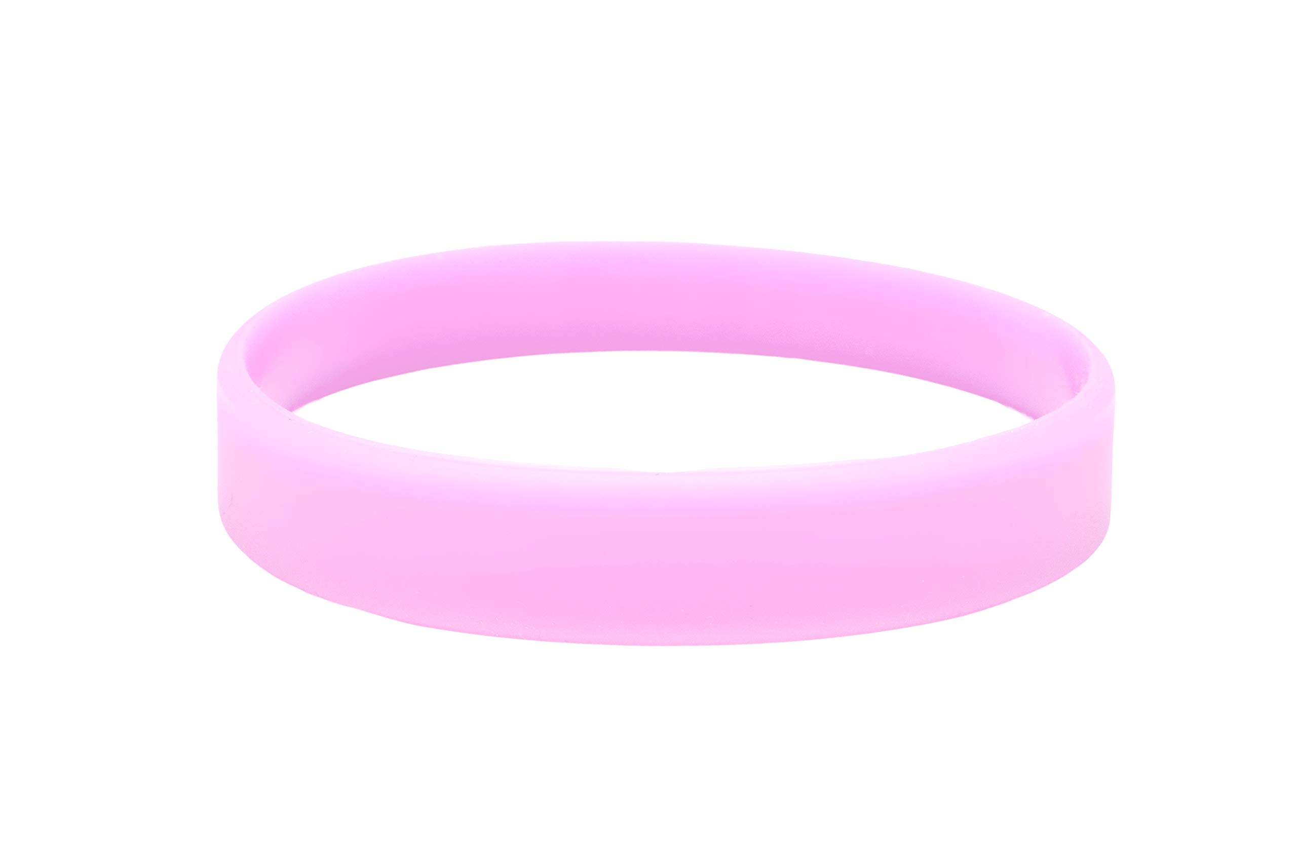 Silicone Wristbands Pack Of 10 Choice Of Colours 202mm circumference Adult (Pink)