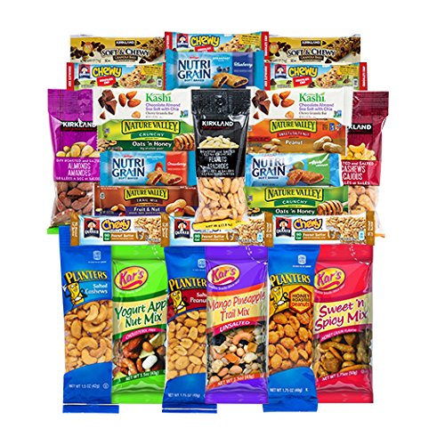 Healthy Mixed Bars & Nuts Snacks Gift Pack Raw & Delicious Nuts & Bars Party Mix, Crunchy & Nutritional Variety Nuts, Almonds, Cashews, Peanuts Variety Pack Bulk Care Package (26)