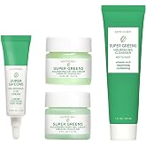 Earth To Skin Super Greens Starter Set: Nourishing Cleanser (1.0 Fl Oz), Day Gel Cream (0.5 Fl Oz), Night Gel Cream (0.5 Fl Oz), and Eye Cream (0.23 Fl Oz)