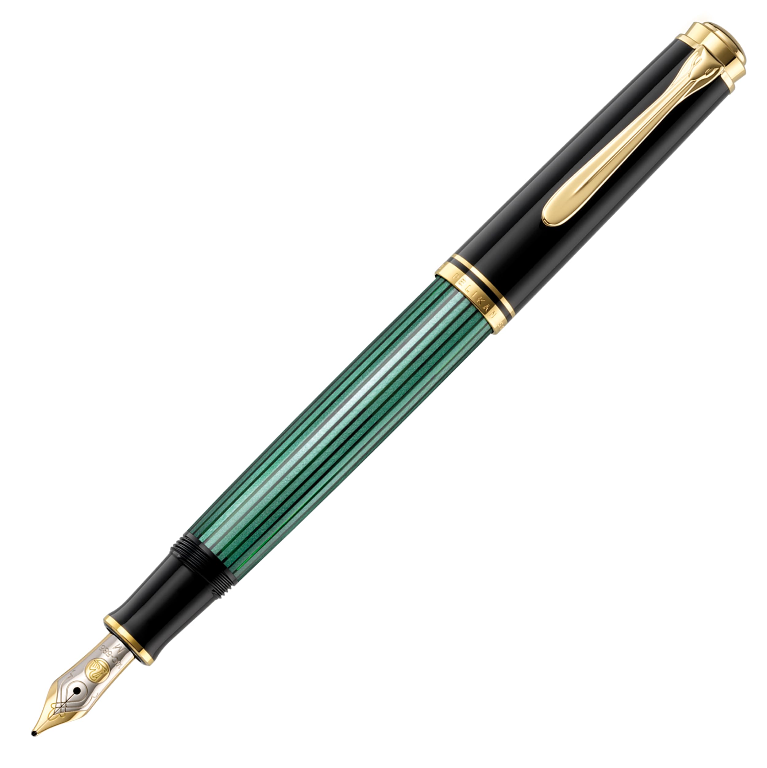 Photo 1 of Pelikan Souverän M400 Fountain Pen, Fine Nib, Black/Green, 1 Each