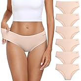 coskefy Women's Underwear Cotton Hipster Panties Low Rise Briefs Soft Strench Breathable Ladies Bikini Underwear 6 Pack