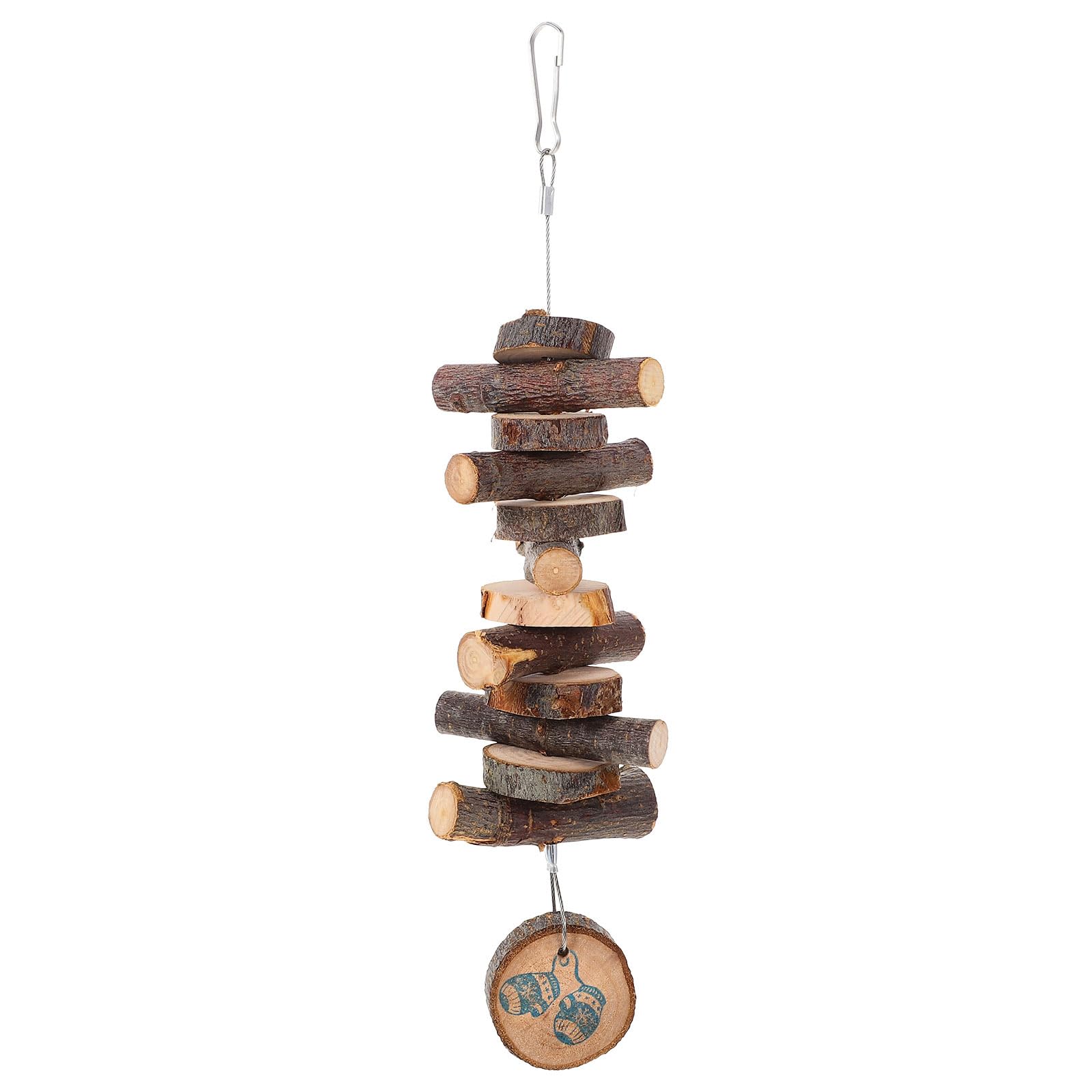 BESPORTBLE Natural Hanging Wood Chew Toy, Small Animals Wood Cage Hanging Chew Toys Bunny Guinea Pig s, Small Pet Cage Entertainment Accessories for Christmas Decoration