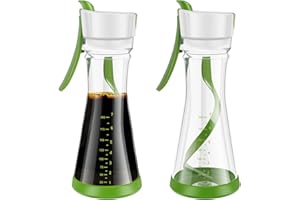 2Pcs Salad Dressing Shaker with Scale Handle Leak Proof Clear Mixing Cup Shaker Storage with Lid Salad Dressing Container Mix
