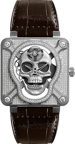 Bell & Ross Aviation Instruments Limited Edition Diamond Men's Watch BR01-SKULL-SK-FLD