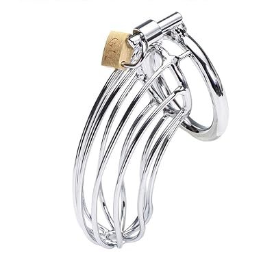 Male Chastity Cage, Stainless Steel Hallow Chastity Device with 50mm Rings