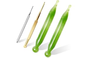 Audoloku 4PCS Massage Tools Acupuncture Pen Self Massage Gua Sha Pointing Pen with Silver Stainless Steel Ear Point Acupuncture Pen with Gold Double Headed Ear Massage Pen
