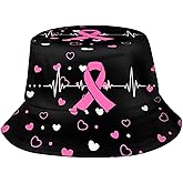 Breast Cancer Awareness Bucket Hat for Women Fashion Summer Beach Fisherman Cap Packable Sun Hats