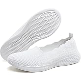 poemlady Women's Slip on Loafer Shoes - Mesh Casual Ballet Flat Nurse Walking Sneakers Knit Round Toe Casual Memory Foam Shoes
