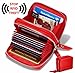 KALMORE Women's Leather RFID Secured Spacious Cute Card Wallet Small Purse, Red, Two Zippers