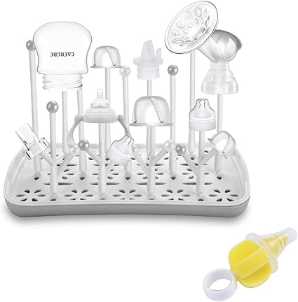 Amazon 哺乳瓶乾燥ラック 専用スポンジ付き クーポンで5 Off 哺乳瓶 立て 水切り スタンド ラック コップ 洗い 消毒 ブラシ 洗剤 お手入れ簡単 持ち運び便利 赤ちゃん用品 出産祝い プレゼント 抗菌 洗浄器具 清潔 衛生的 グレー Eristic グレー 哺乳びん