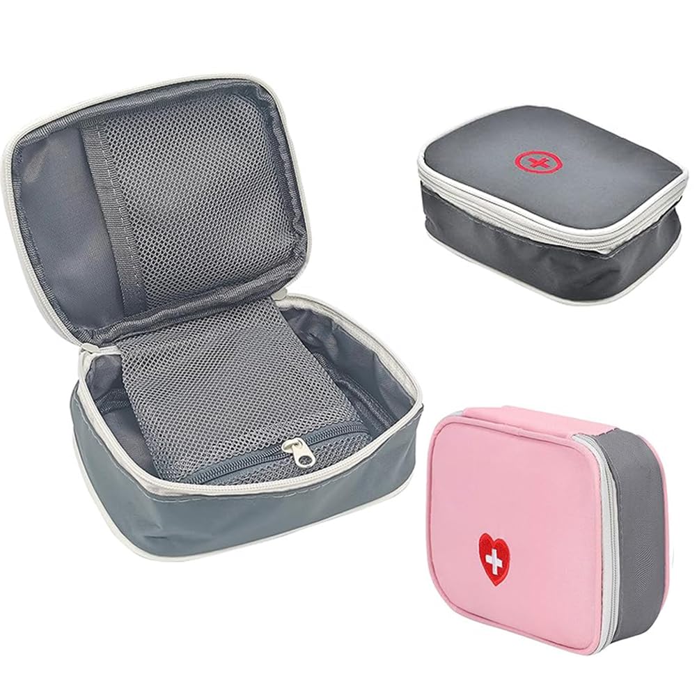 2Pack Empty First Aid Bag Portable First Aid Kit Pouch Easy Carry Travel Emergency Kit Pill Organiser Pill Pouch Bags with Multi-pocket for Traveling Outdoor Sports Hiking Camping Cycling Home Office