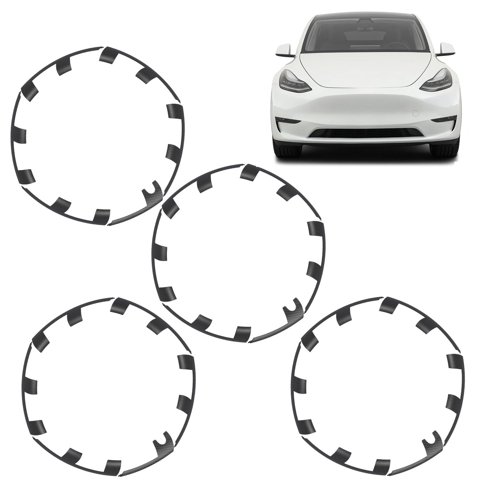 Photo 1 of 21 Inch Wheel Rim Protector Guard for Model Y Performance 2021-2023, Scratch Resistant Hubcap Rim Patch Replacement, Carbon Pattern Matte Black