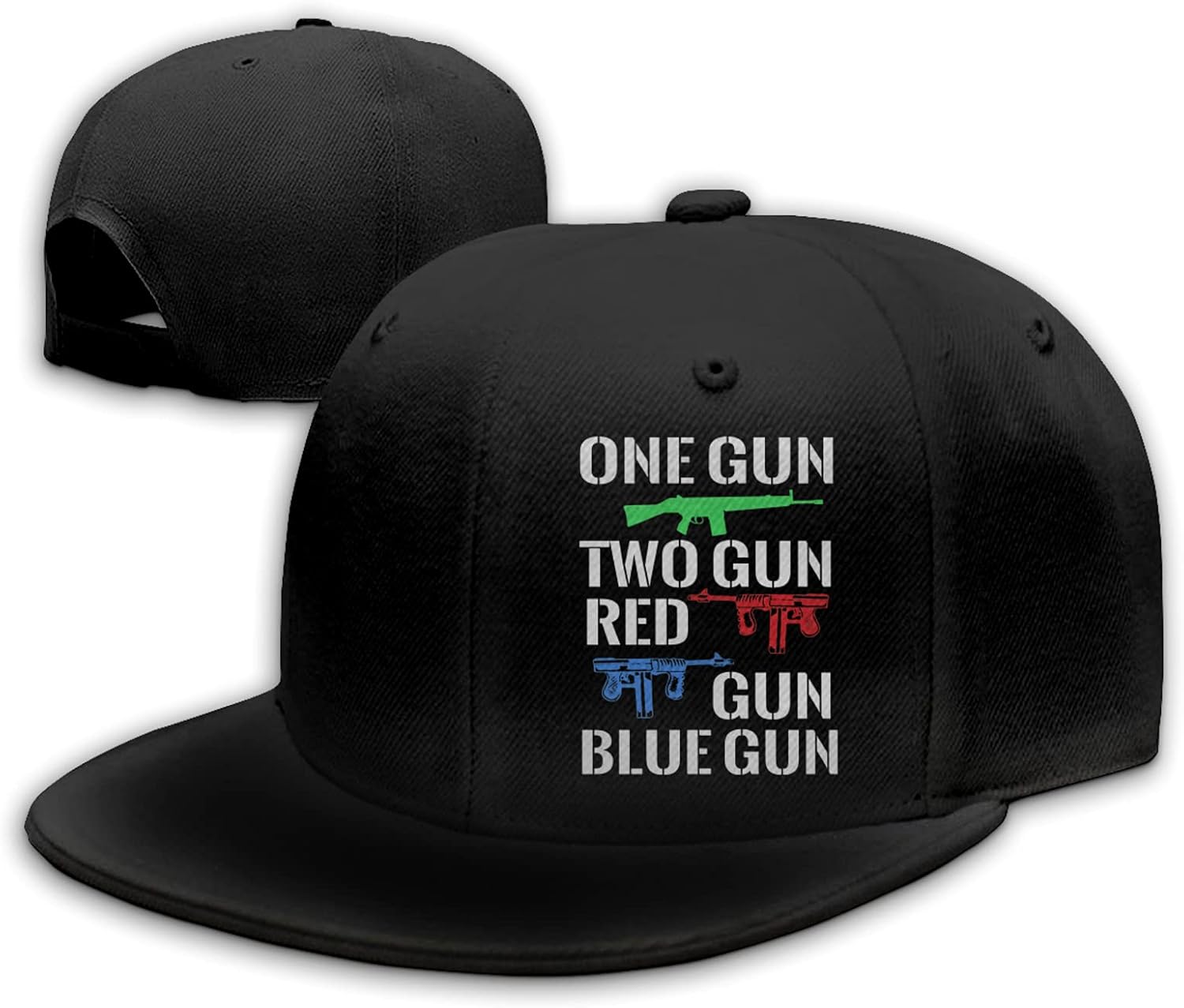 One Gun Two Gun Red Gun Blue Gun Flat Bill Hat Snapback Hats for Men
