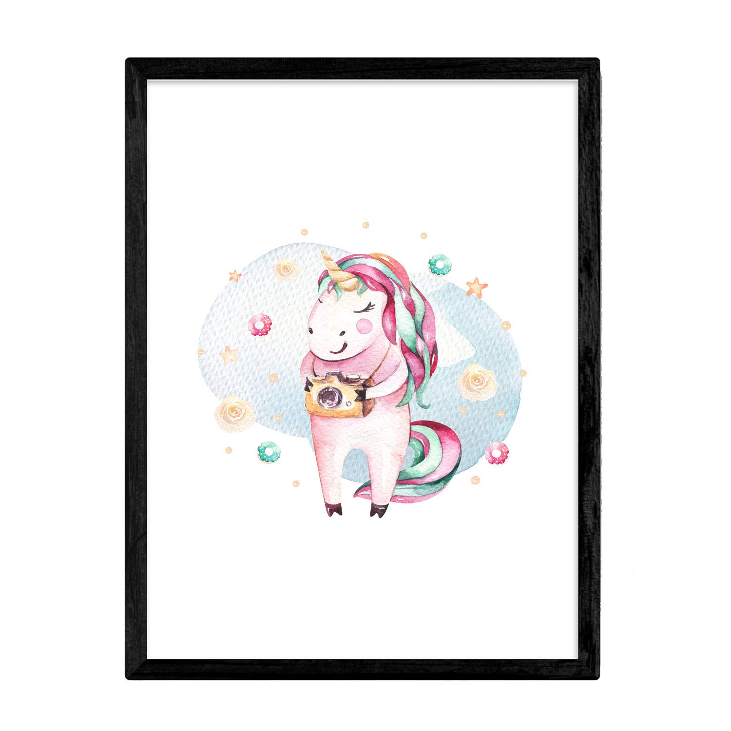 Nacnic Poster with illustration of animal. Sheet with children's animal pictures. photographer unicorn. A4 unframed