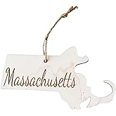 State Christmas Ornaments, Wooden Tree Holiday Decor, Unfinished Wood 2024 Cutout Shapes, United States Pride Gift Giving for Family, Neighbors, Coworkers (Massachusetts)
