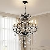 Maxax 5 Lights K9 Crystal Chandelier, Modern Raindrop Candelabra Pendant Lamp, Candle Ceiling Hanging Lighting Fixture, for D
