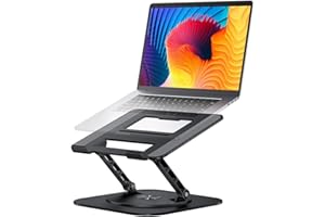 AOEVI Adjustable Laptop Stand with 360 Rotating Base, Computer Stand for Laptop Ergonimic Foldable Laptop Riser for Desk Compatible with MacBook Pro/Air Notebook up to 16 Inches, Black