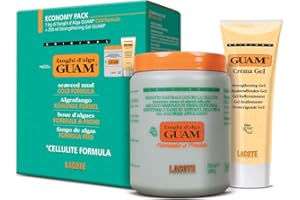 GUAM Seaweed Mud Convenience Economy Pack: Anti-cellulite Body Wrap 1KG + Strengthening Anti-cellulite Gel 250ml, Cellulite Remover Kit, Cellulite Treatment (Cold Mud + Classic Gel)