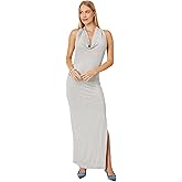 Norma Kamali Womens Halter Neeta Side Slit Gown