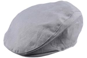 BIENZOE Boy's Cotton Linen Striped Flat Peaked Hat Newsboy Golf Baker