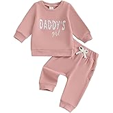 POZMTIORE Toddler Girl Football Outfit Pink Ruffle Sleeve Pants Set Daddy's Girls Baby Clothes for 3 6 12 18 Months, 2 3 T