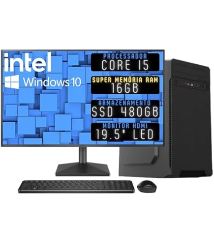 Computador Completo 3green Desktop Intel Core i5 8GB Monitor 19.5