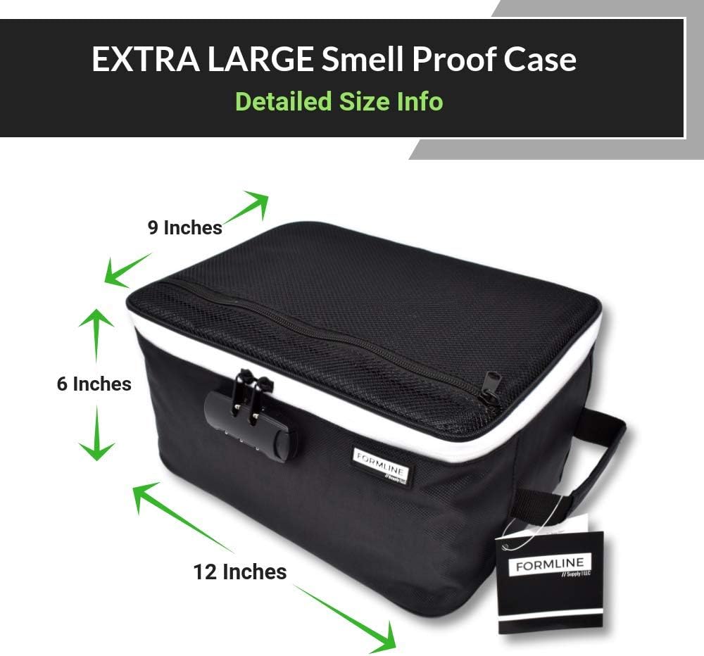Extra Large Smell Proof Case with Combination Lock (12" x 9" x 6") - Premium Odor Proof Bag and Container Designed to Store and Preserve All Your Accessories(Black, Extra Large)
