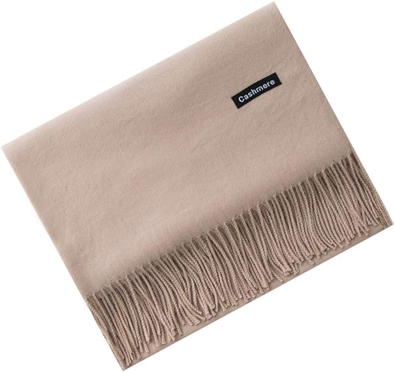 Fashion Unisex Warm Super Soft Solid Pashmina Wrap Shawl Scarves for Women Men Ladies Lovers Wool Cashmere Fringed Long Winter Autumn Scarf Gifts