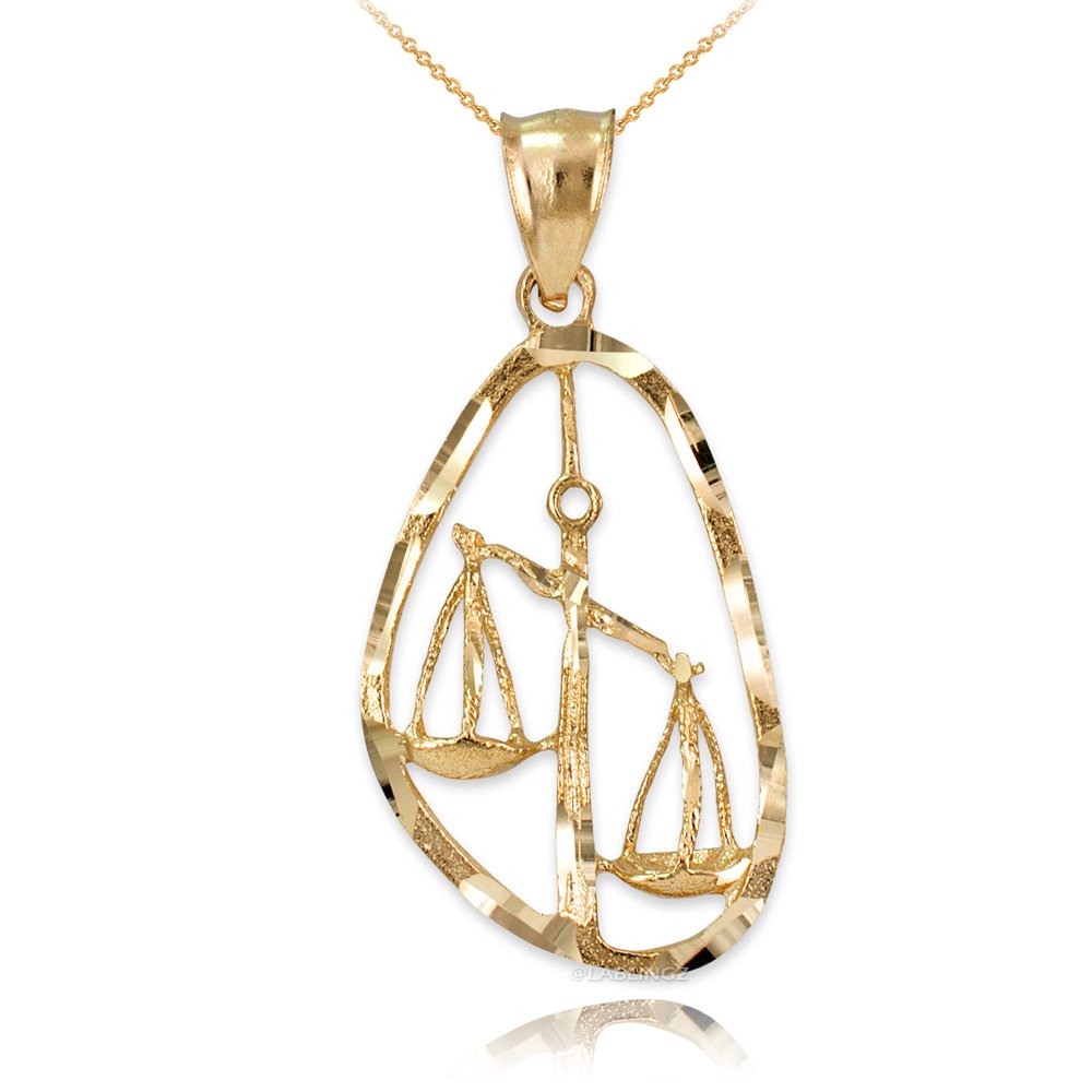 10k Yellow Gold Libra Zodiac Sign Dc Necklace #zodiac #sign #pendants #gold 10k Yellow Gold Libra Zodiac Sign Dc Necklace