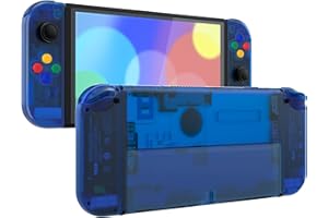 eXtremeRate Clear Blue Custom Full Set Shell for Nintendo Switch OLED, DIY Replacement Console Back Plate, NS Joycon Handheld