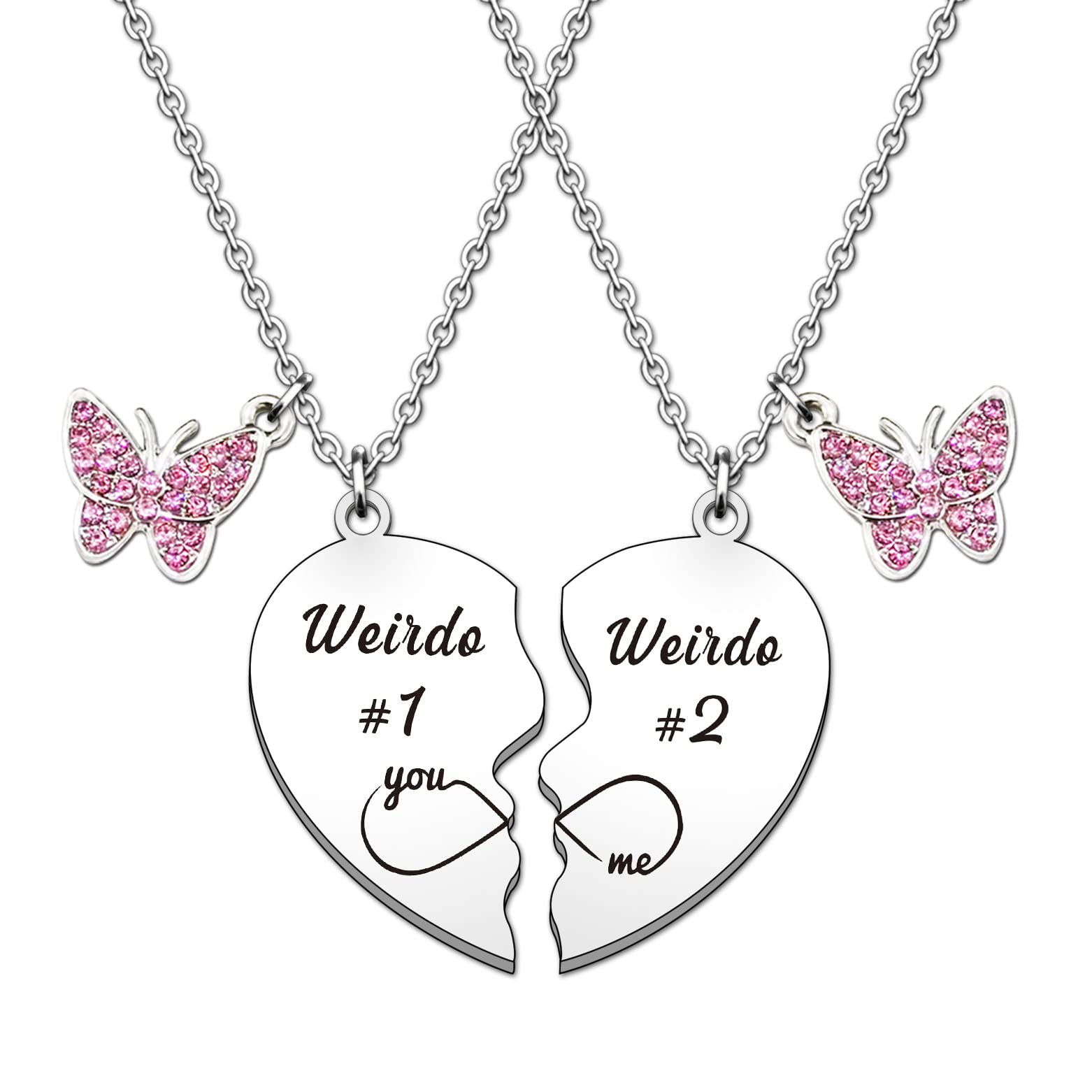 HULALA Weirdo #1 Weirdo #2 Necklace Best Friend Necklaces For 2 Girls Puzzle Heart Matching Necklace Set Jewellery Gifts For Friend Birthday Christmas