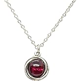 Garnet Necklace for Women, Sterling Silver 925 Round Red Stone Pendant, Minimalist stone pendant, Gift for Her, Natural garnet everyday boho jewelry