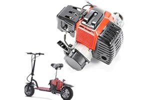 DOONARCES 49CC 2-Stroke Pull Start Engine Motor Complete Single Cylinder Engine Kit for Pocket Mini Bike Gas Scooter ATV Dirt Pit Bike Aluminum, Red+Black