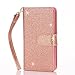 LG V20 Case, TabPow 10 Card Slot - [ID Slot] Wallet Folio PU Leather Case Cover with Detachable Magnetic Hard Case for LG V20 - Glitter Rose Gold