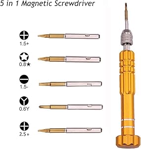 Ogodeal 5 in 1 Screwdriver Kit for Apple iPhone X 8 8 Plus 7 Plus 6s 6 Plus, Y000 Triwing, 0.8 Pentalobe,PH000 Phillips, Flathead T5 Trox Screwdriver Repair Tool Set for Samsung, LG,Motorola,Huawei