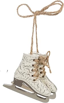 Ganz U.S.A., LLC 3.5&quot; Vintage Off White Ice Skate Ornaments with Twine