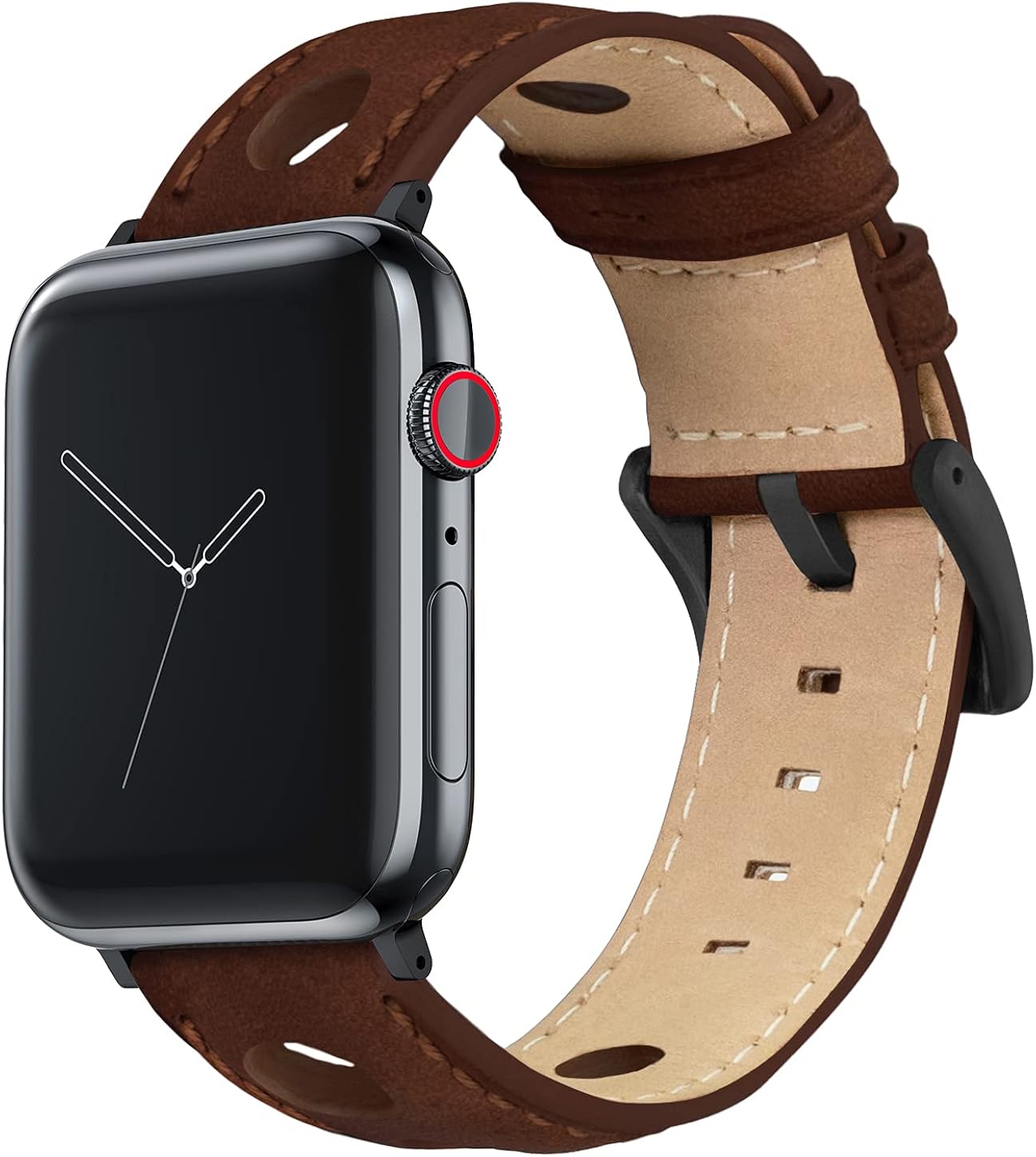 BARTON Racing & Rally Horween Leather Watch Bands with Integrated quick release spring bars - Compatible with all Apple Watch Models - Series 5, 4, 3, 2 & 1 - Size 38mm, 40mm, 42mm or 44mm