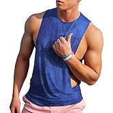 Ychnaim Men's Sleeveless Muscle Stringer Tank Top Cut Open Gym Training Bodybuilding Vest Shirts
