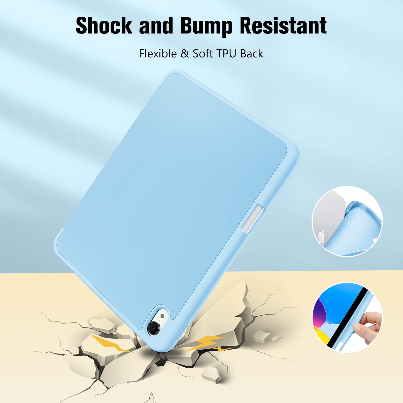 ProCase iPad 11th/10th Gen Case with Pencil Holder, Hybrid Cover | Supports Touch ID | Auto Wake/Sleep | Soft TPU Back | Compatible with iPad (A16) 11