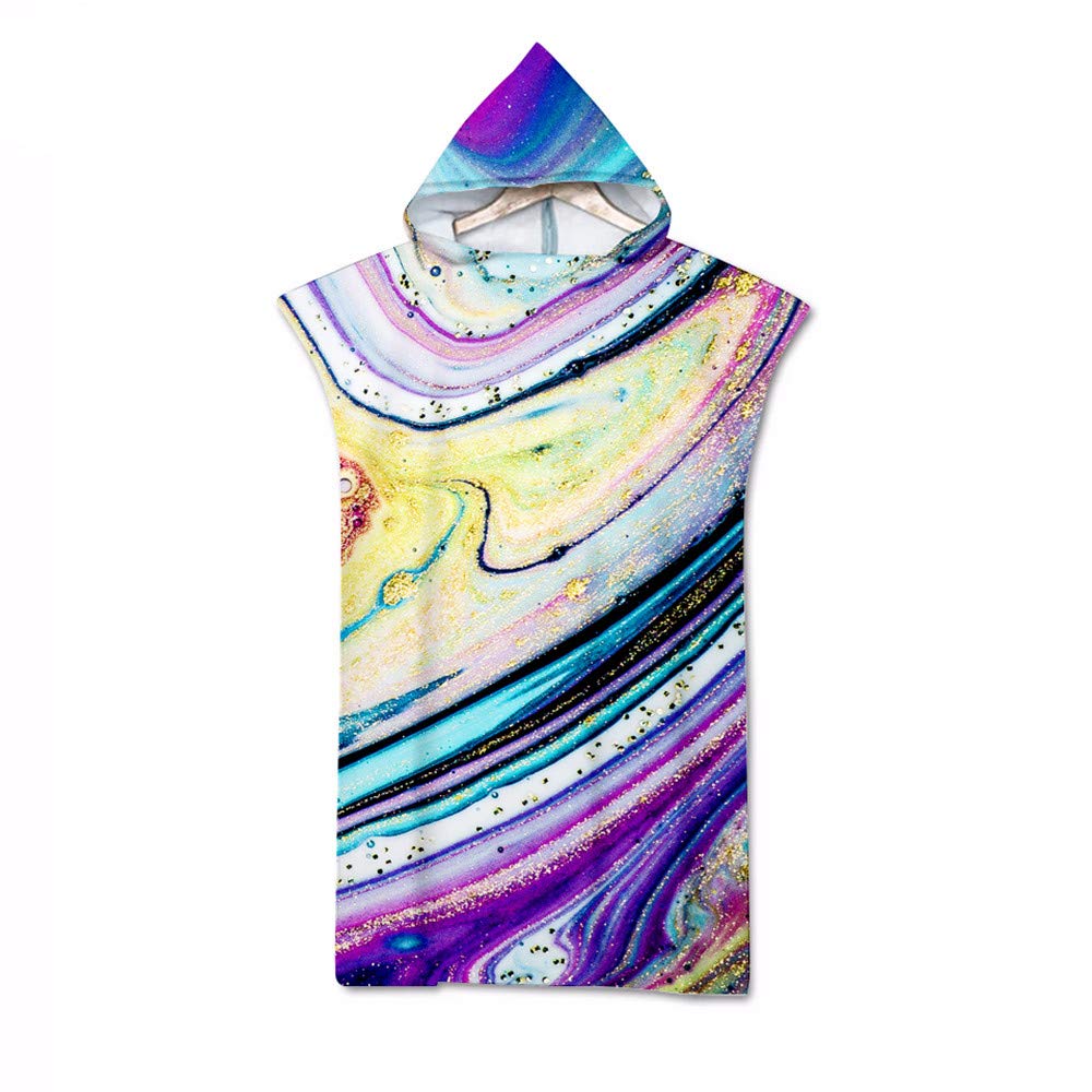Surwin Hooded Changing Robe Adult Surf Poncho Towel, Beach Towel Surfing Swimming Robe Light Weight Compact Microfibre Changing Wetsuit for Women and Men (70 * 110cm,Universe galaxy)