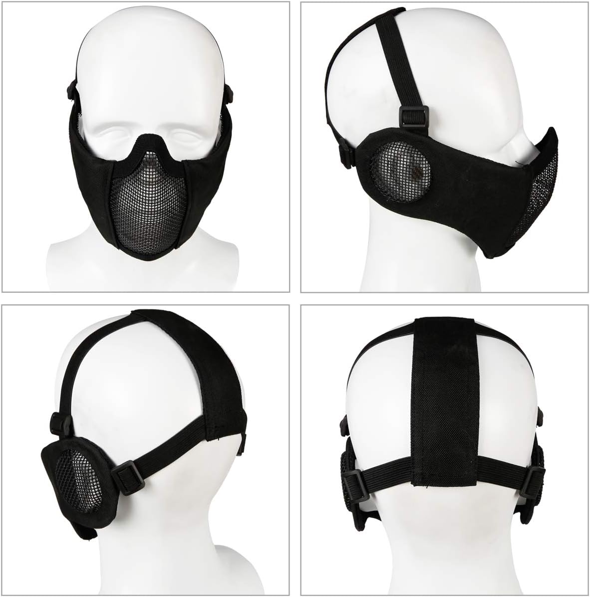 Aoutacc Airsoft Mask Tactical Goggles Set, Lower Steel Mesh Mask Protective Half Face Mask with Ear Protection UV Protection Glasses Comfortable for Adult Men Women CS Hunting Paintball Shooting : Sports & Outdoors