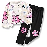 Voxikidio Toddler Girl Clothes Floral Printed Sweatshirt Pants 2Pcs Fall Outfits for Little Girls Clothing Set Size 3-7 Years